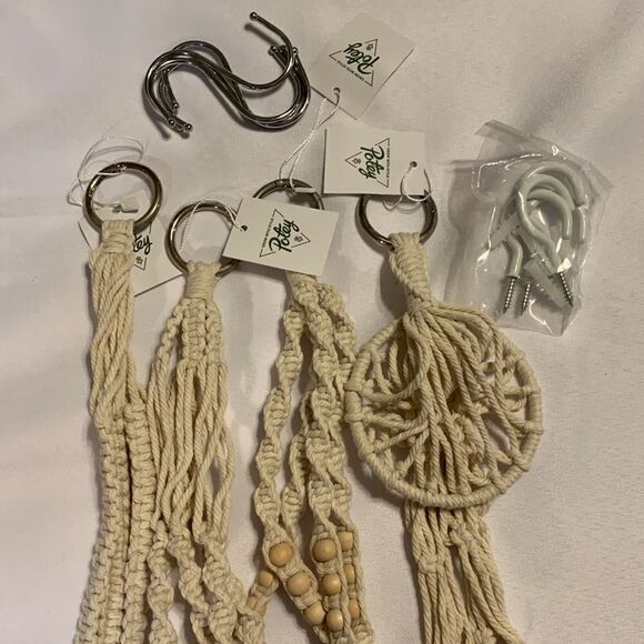 Potey macramé various plant hangers with S hooks & hanging screws - Picture 2 of 12